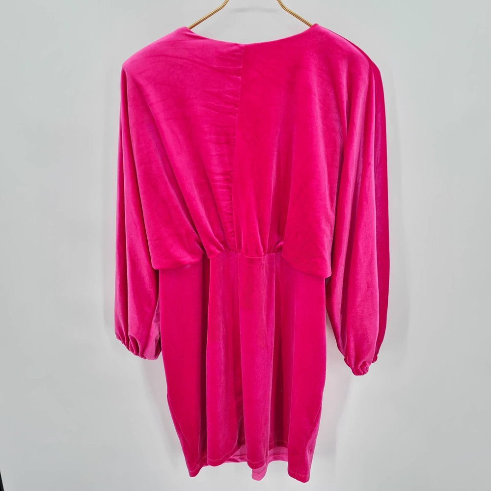 Eloquii Pink Velvet Mini Dress Plunging Plus Size 18 NWT - Picture 7 of 8